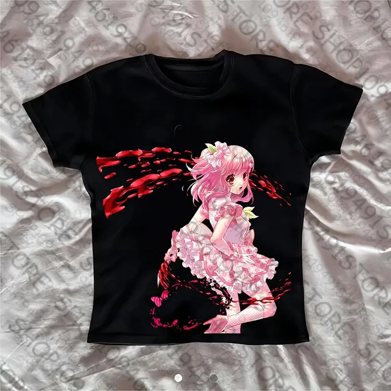 

90s Grunge Harajuku Goth Сексуальные укороченные топы Женские летние топы с графическим принтом Модные тонкие топы Винтажные детские футболки Emo Girl ropa mujer