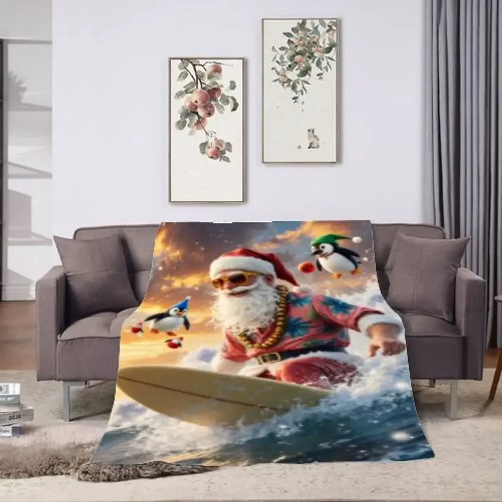 cobertor-decorativo-surfing-santa-por-do-sol-brilhante-com-papai-noel-de-chapeu-vermelho-camisa-com-palmeira-rosa-e-Oculos-de-sol-amarelos-para-decoracao-aconchegante-do-lar