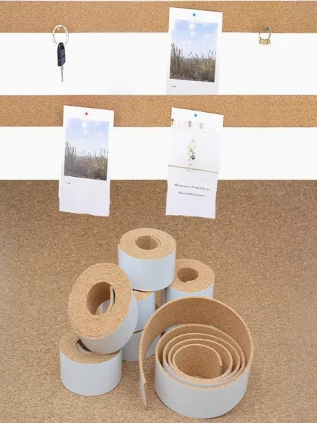 Cork Bulletin Board Strips - Suitable for Walls - Frameless Bulletin Board - with Adhesive Backing - Suitable for Offices - Schools - Homes - Notes - Photos