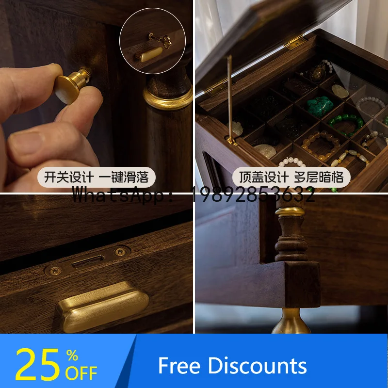 BF North American Black Walnut Solid Wood Dental Cabinet Tea Set Storage Modern Light Luxury Floor Play Jewelry Cabinet