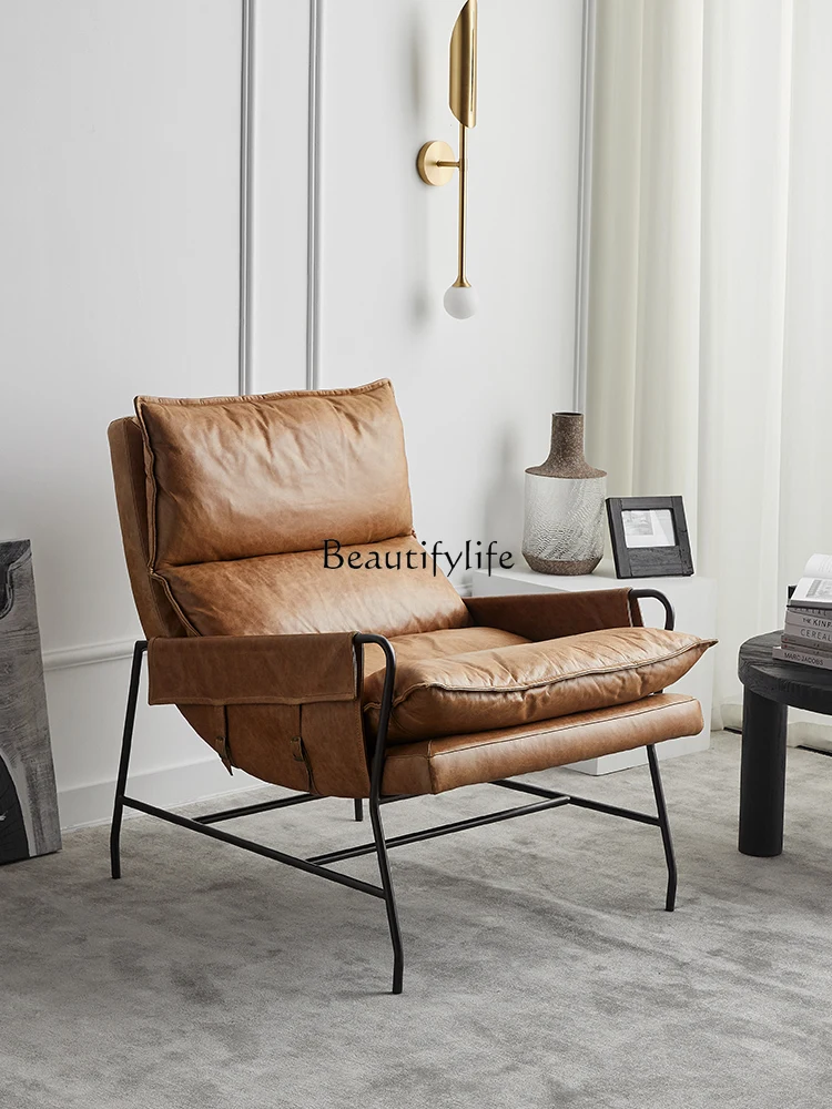 

Light Luxury Post-Modern Original Leisure Chair Full Leather Minimalist Nordic Minimalist Couch