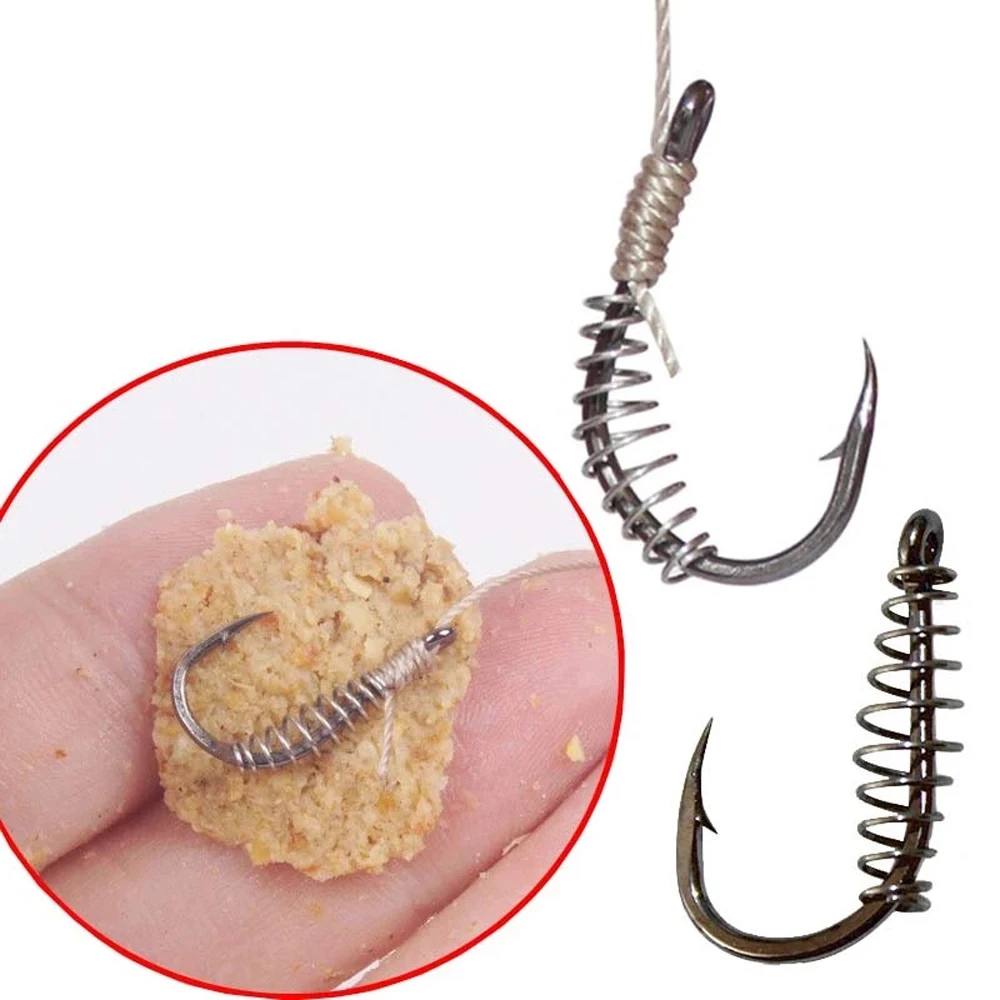 

10pcsFishing Hooks Barbed Swivel Spring Jig Carp Hook Single Circle Fishinhook With Hole Fly Fishing Accessories Tackle