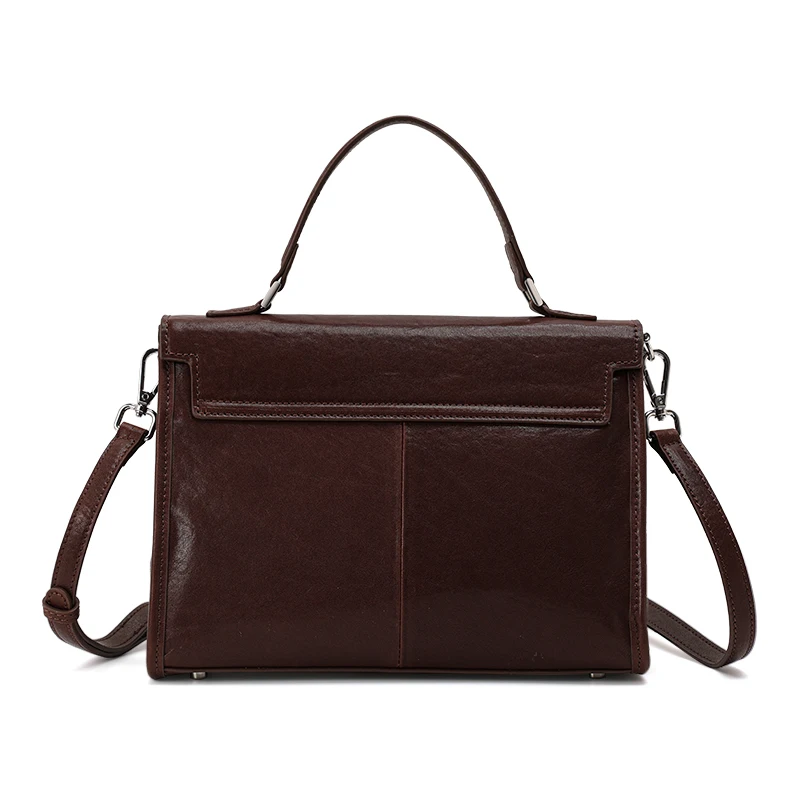 Aidrani First-Layer Cowhide Handbag for Women 2026 New Large-Capacity Retro Niche Briefcase Motorcycle Mom Bag