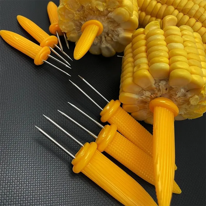 6PCS Stainless Steel Corn Barbecue Pin Barbecue Stick Barbecue Tool Accessories Outdoor Camping Barbecue Fork Fruit Fork