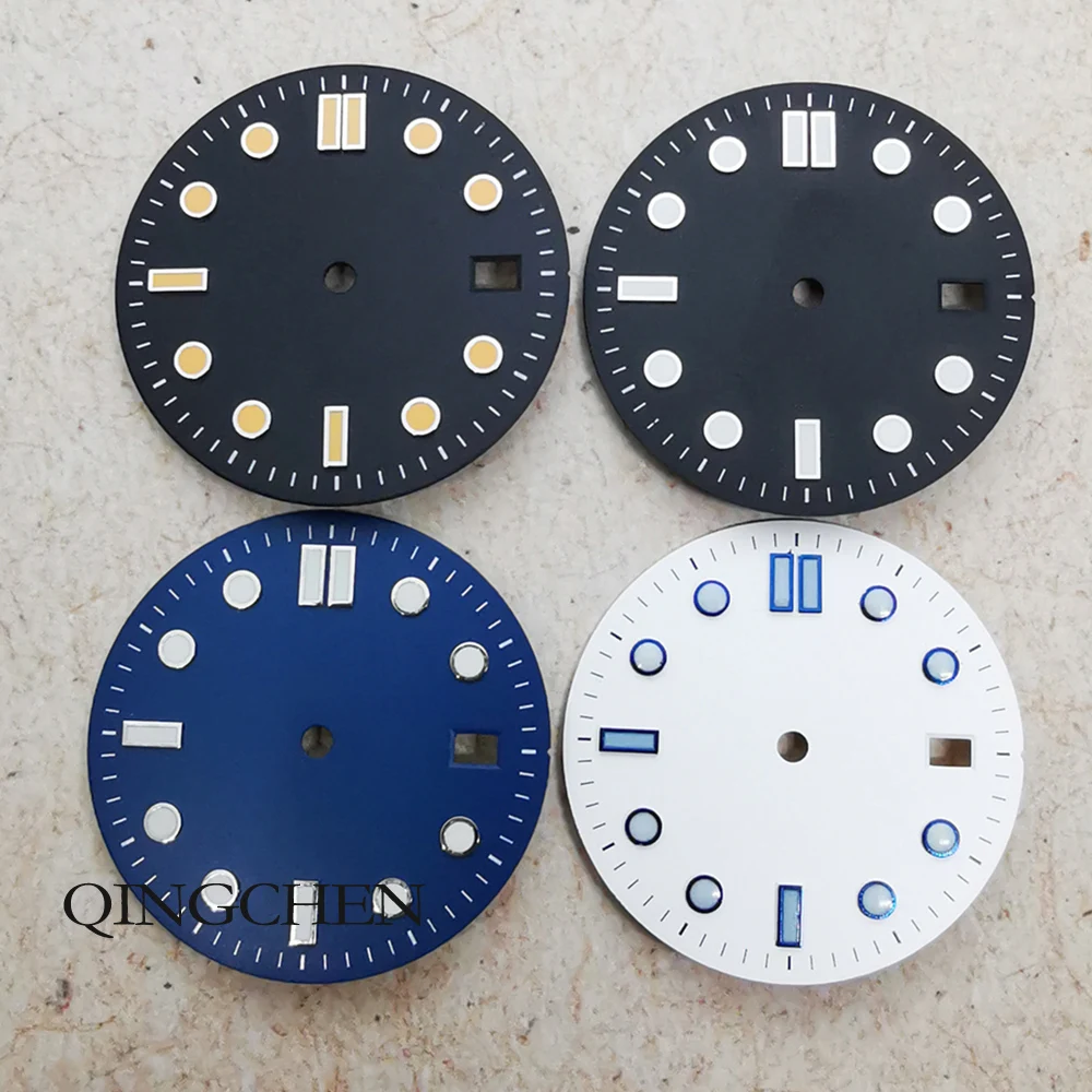 

31mm Black White Blue Sterile Luminous Watch Dial fit NH35 Movement