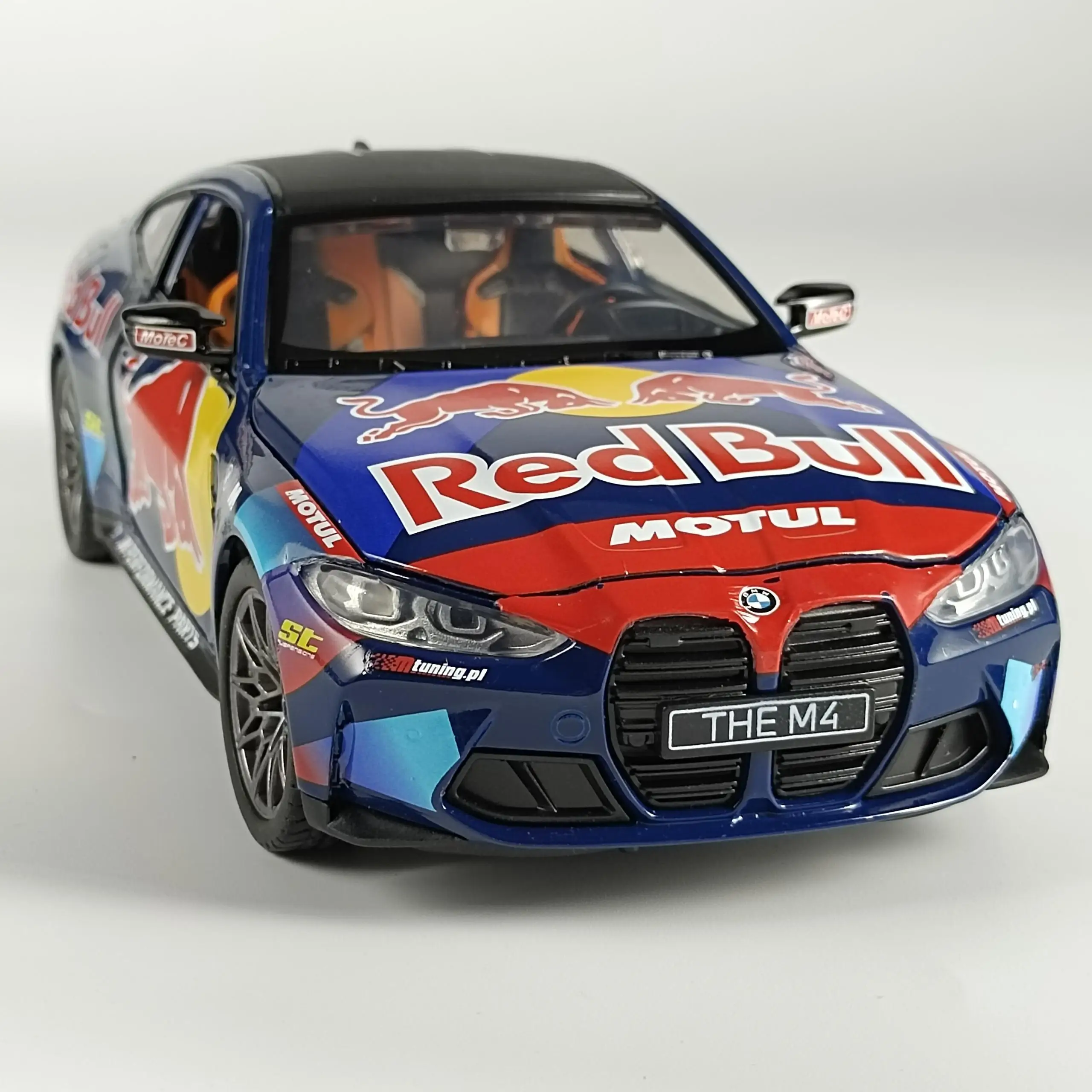 1:24 BMW M4 G82 DTM Red Bull Supercar Alloy Diecast Model Car Sound Light Collection Hobby Decoration Birthday Gift With Friend