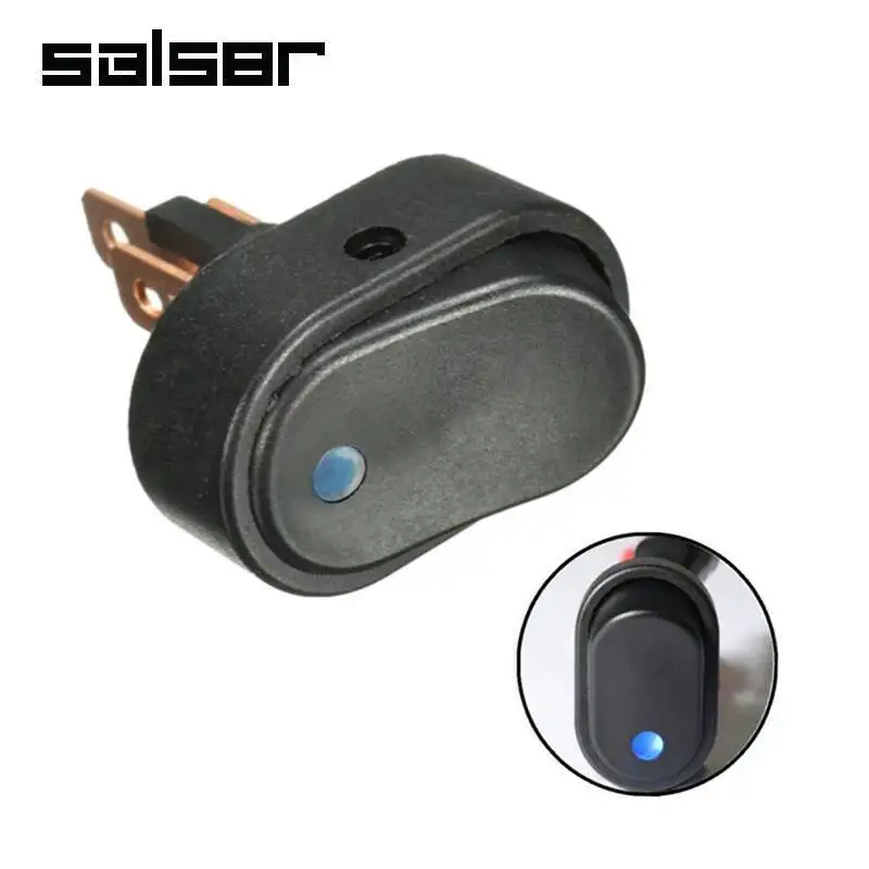 ASW-20D 30A 12VDC Car Boat Auto Push Button On Off With Dot LED Light Illuminated Red Green Blue Yellow Rocker Switch
