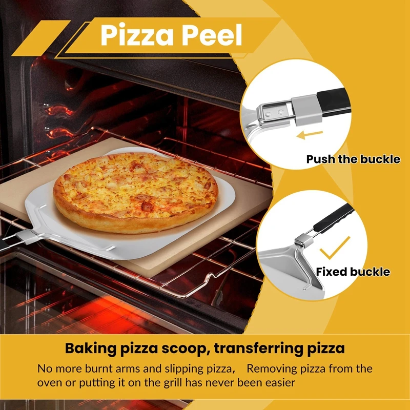 Folding Aluminum Pizza Peel For Pizza Stone,Professional Home Use Pizza Shovel For Baking Pizza And Cake On Oven & Grill