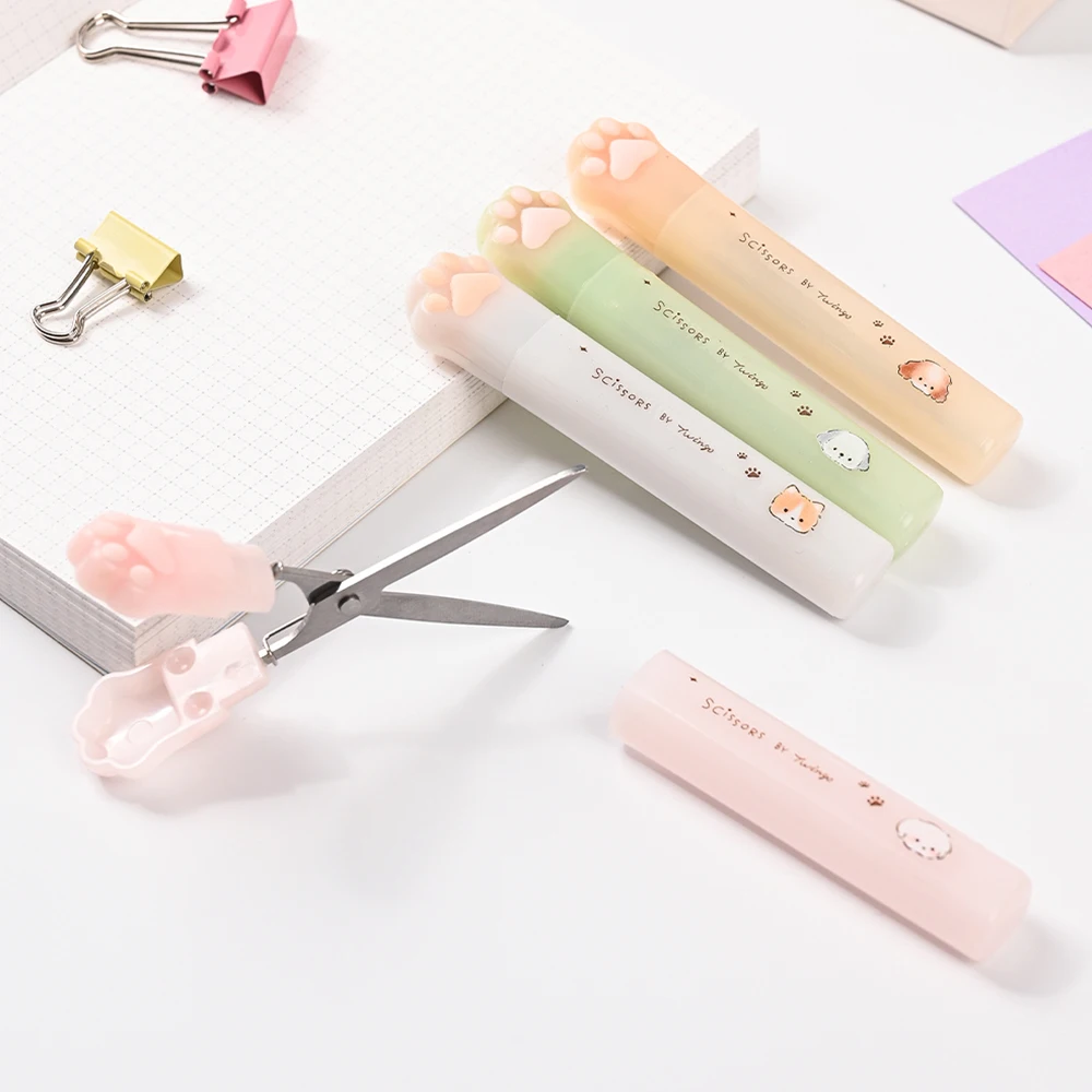 Mr. Paper 4Style 1Pc/bag Multi-color Cat's Paw Portable Stationery Scissors Small, Cute and Delicate DIY Handbook Scissors