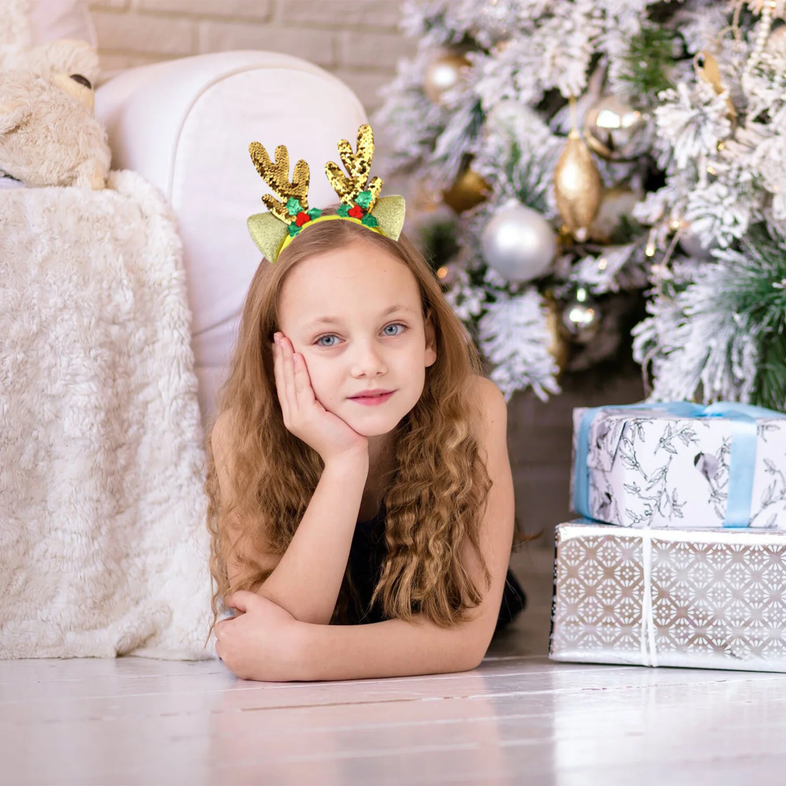

Shiny Sequin Christmas Headband Antler Hairbands Kids Party Accessories Random Color Holiday Costume Masquerade Dance Xmas Hair