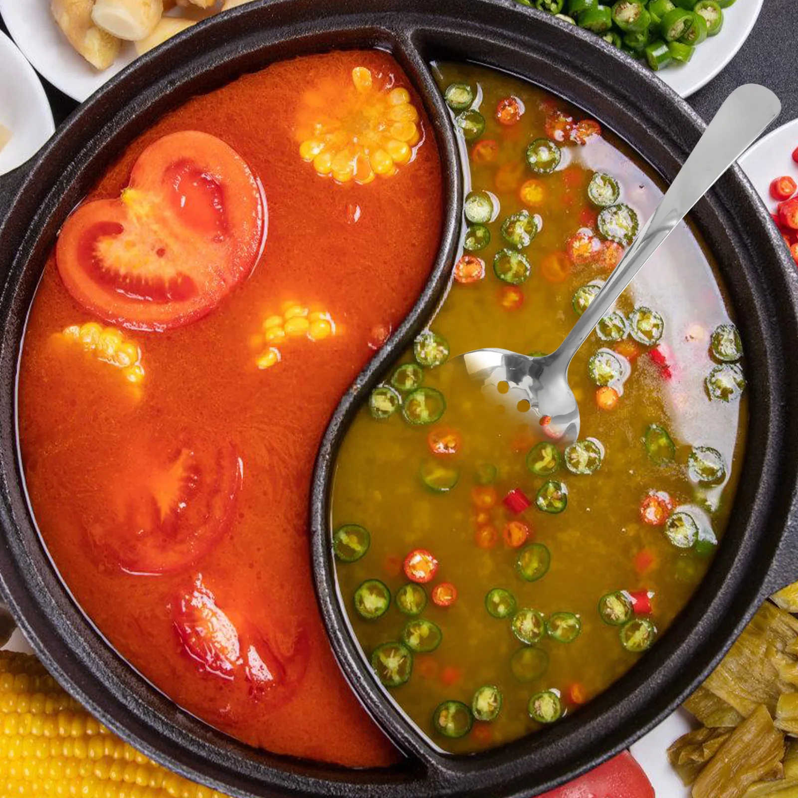 

Stainless Steel Soup Spoon Hot Pot Ladle Heavy Duty Thickened Long Handle Skimmer Mirror Finish Food Grade 304 Easy Clean