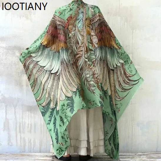 New Animal Cosplay Sexy Sun Protection Shawl Women Bird Wings Print Fantasy Cape Holiday Party Gift Burning Man Festival Props