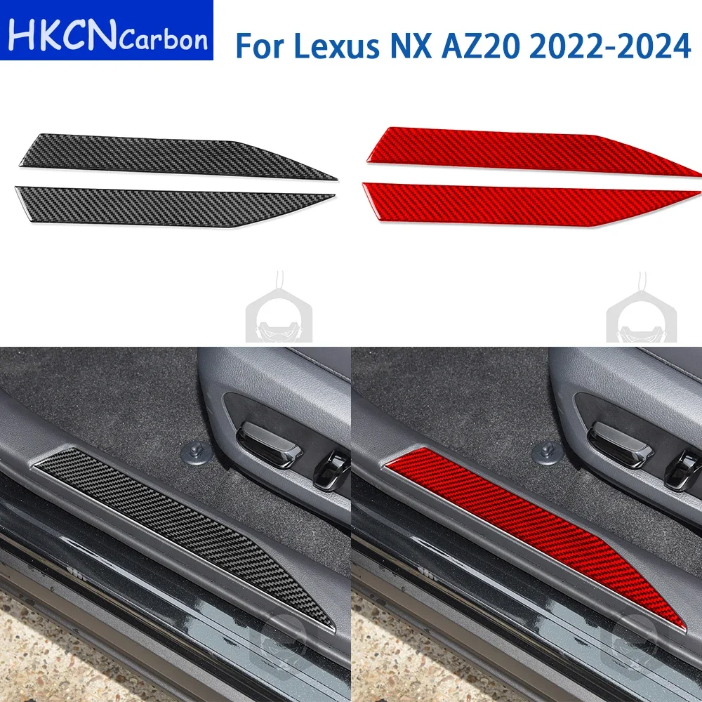 For Lexus NX AZ20 2022-2024 Accessories Real Soft Carbon Fiber Car Interior Built-in Side Door Sill Cover Trim Sticker