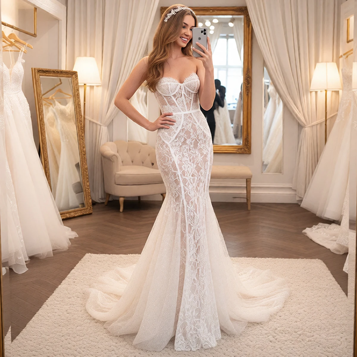 Vestidos de Novia elegantes de encaje con cola, vestido largo de sirena con escote en forma de corazón para fiesta de Novia para mujer, Vestidos de Novia