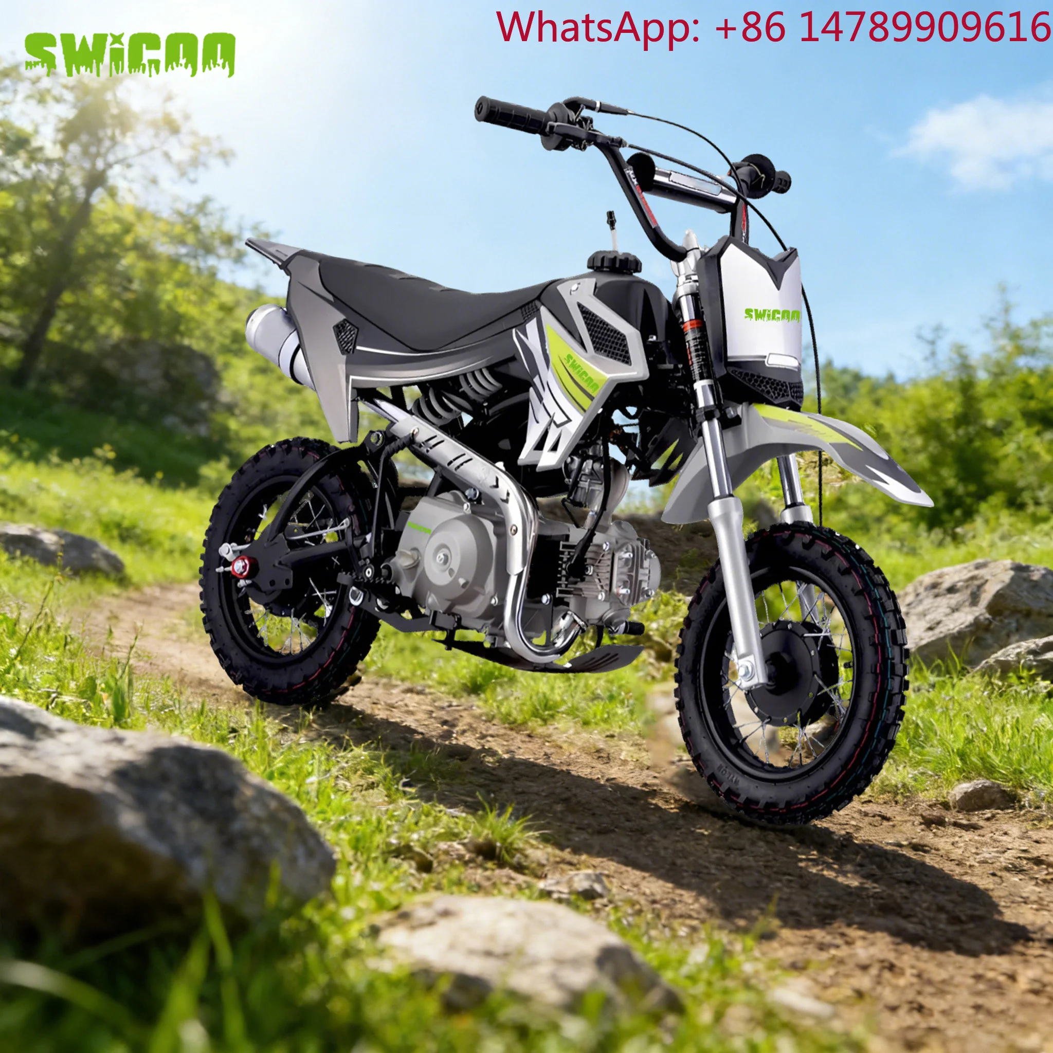 Детский мотоцикл Mini MotoKids MotoSWICOO, высокопроизводительный, 70 куб. см, 4-тактный, с барабанным тормозом, внедорожный, мини-мотокросс, питбайк