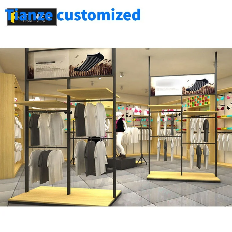 （customized）Retail Cheap Modern Decoration Woman Clothes Display Shelf Shop