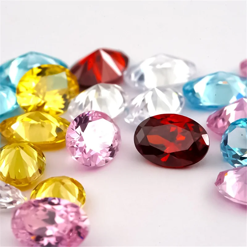 Größe 3x5mm~10x12mm 5A Ovaler Schliff Lose Zirkonia-Steine Weiß Goldgelb Rosa Granat Meeresblau Mix 5 Farben CZ Synthetische Edelsteine – Detail 3