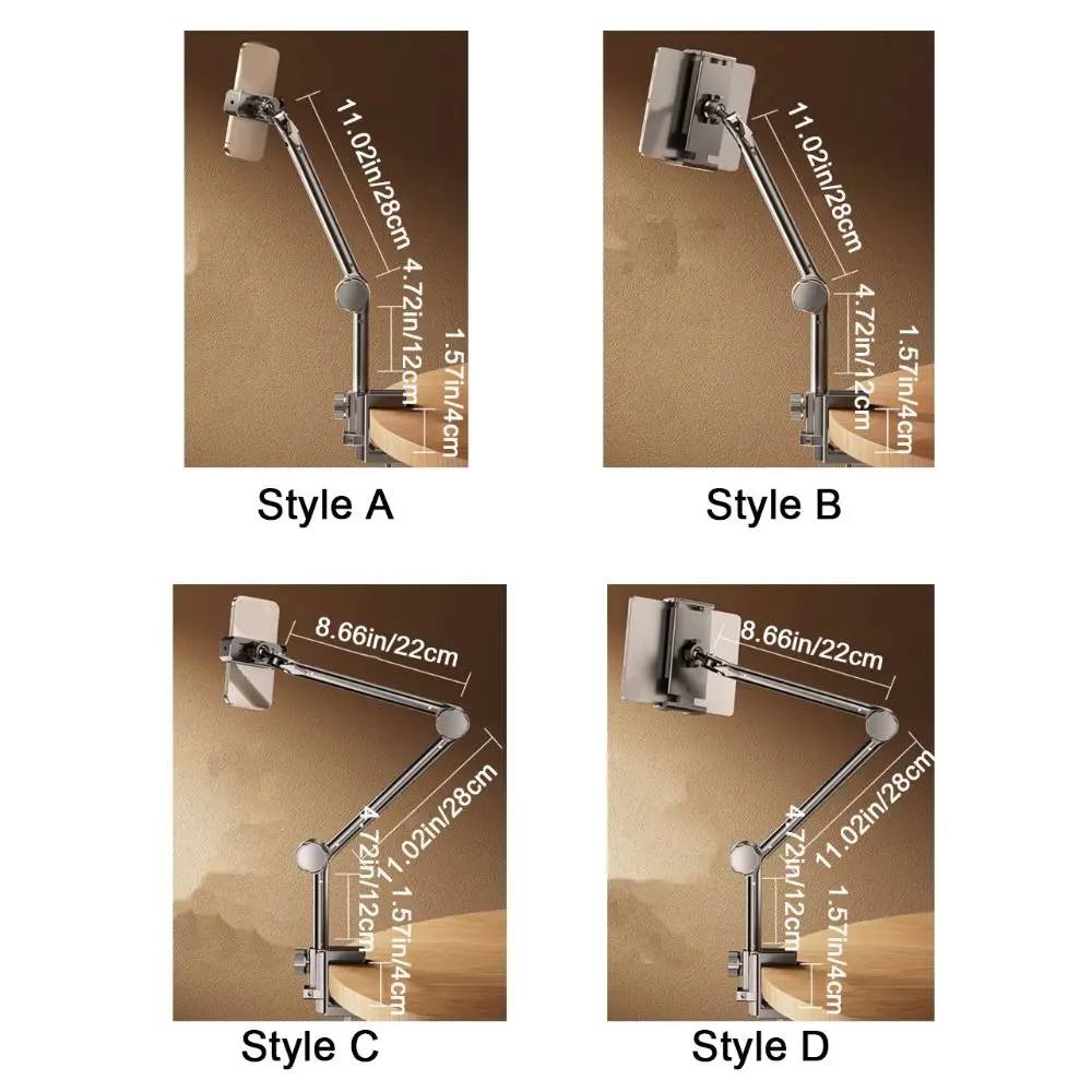حامل هاتف لوحي من الفولاذ الكربوني 360 درجة °   حامل تثبيت للكمبيوتر اللوحي قابل للتعديل وقابل للطي مع ذراع معدني