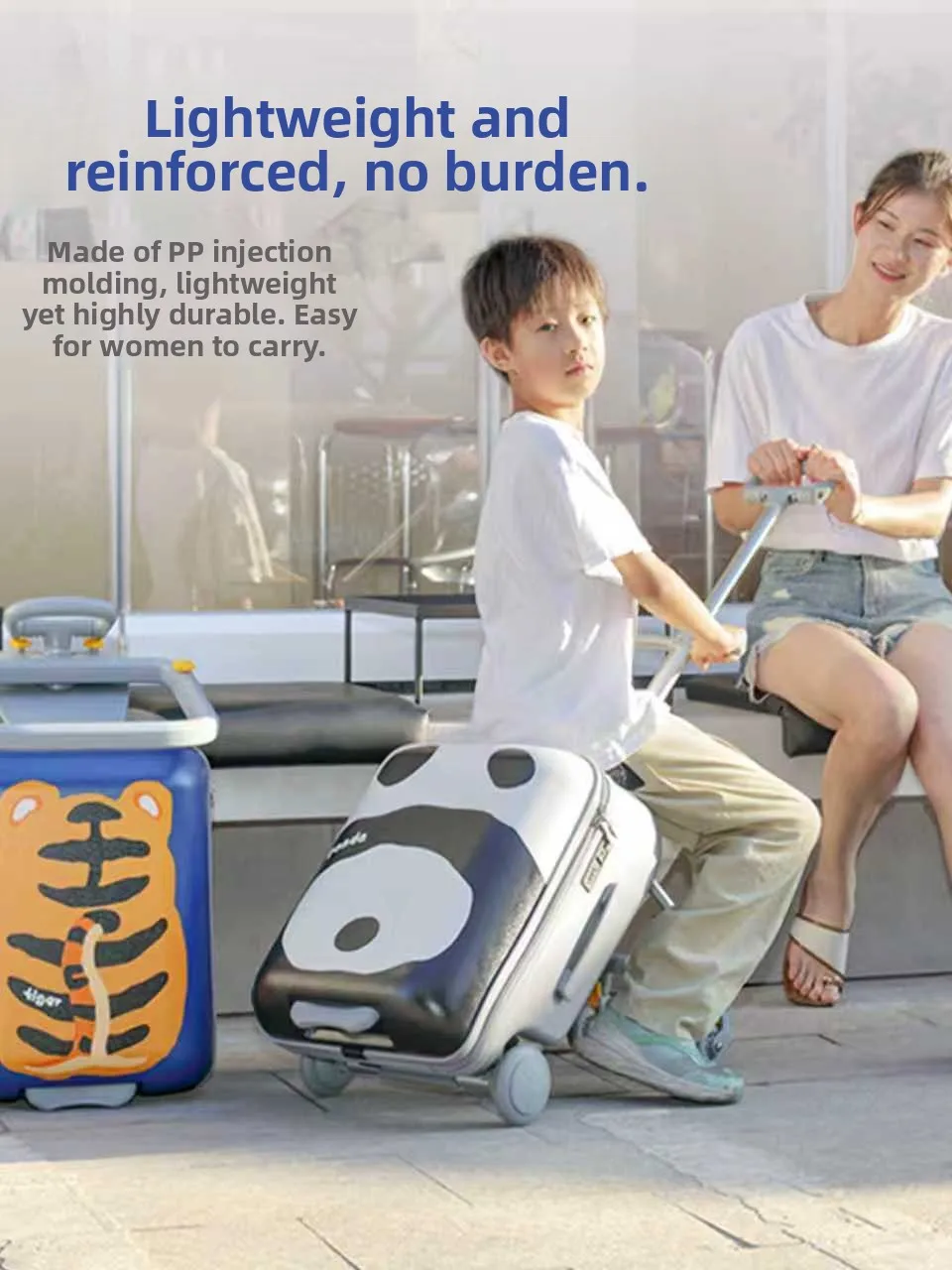 

Детский дорожный чемодан с мультяшным дизайном, съемная тяга, посадочная сумка, инвалидная коляска, подходит для мальчиков и девочек