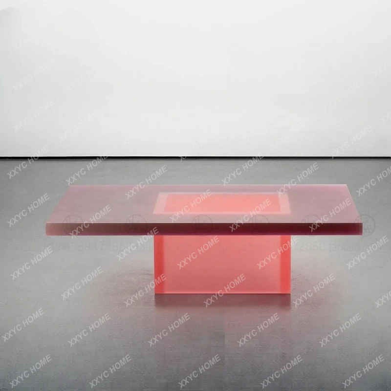 Y Nordic creative pink rectangular acrylic coffee table modern living room sofa matte corner table