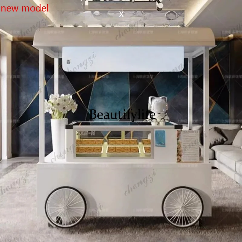 DD182Nordic mobile coffee cart outdoor, stall cart custom multi-function, display vehicle commercial