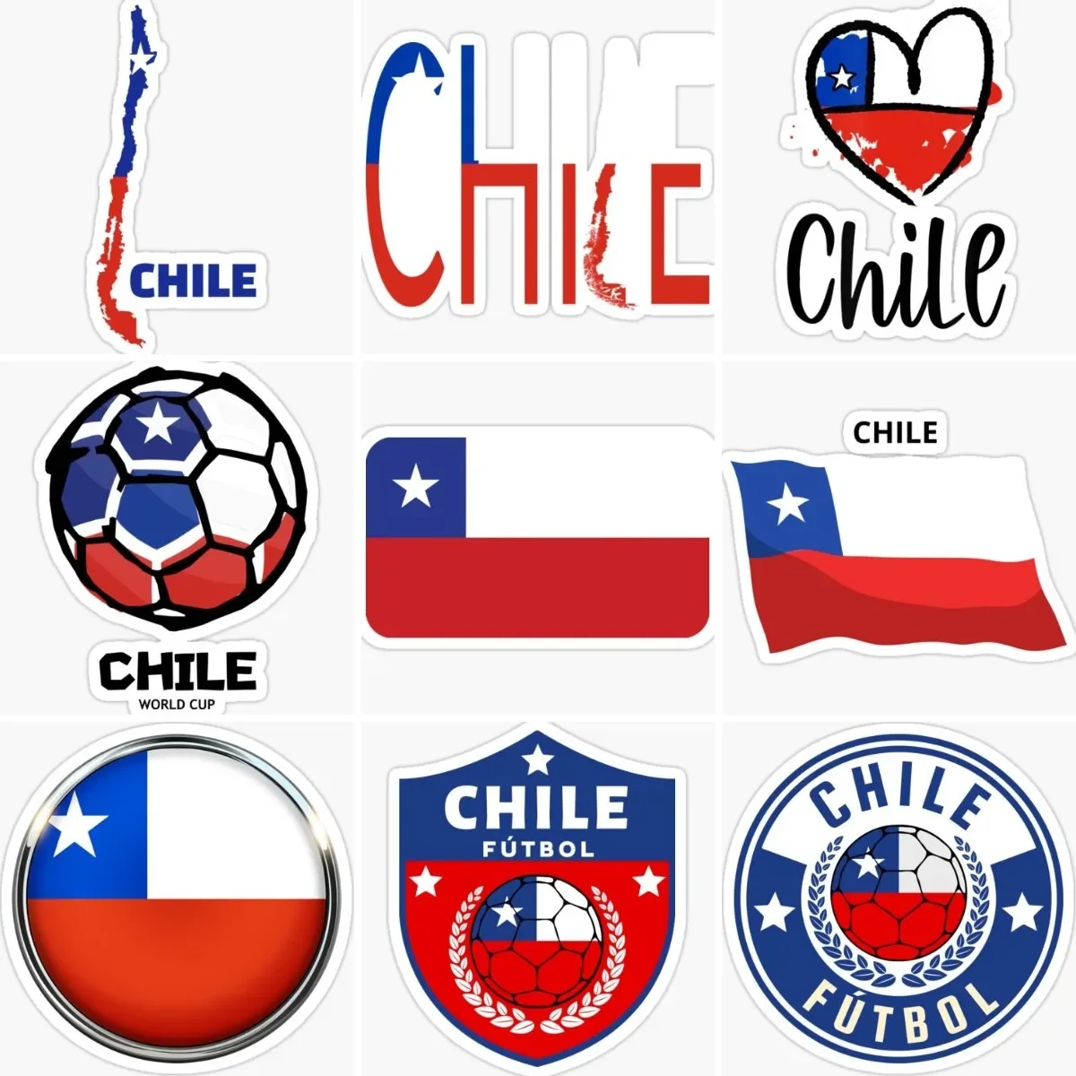 

Chile Flag Map Football Emblem Creative Sticker Motorcycle Car Camper Bicycle Laptop Truck Wall Helmet Window Decal Assecories
