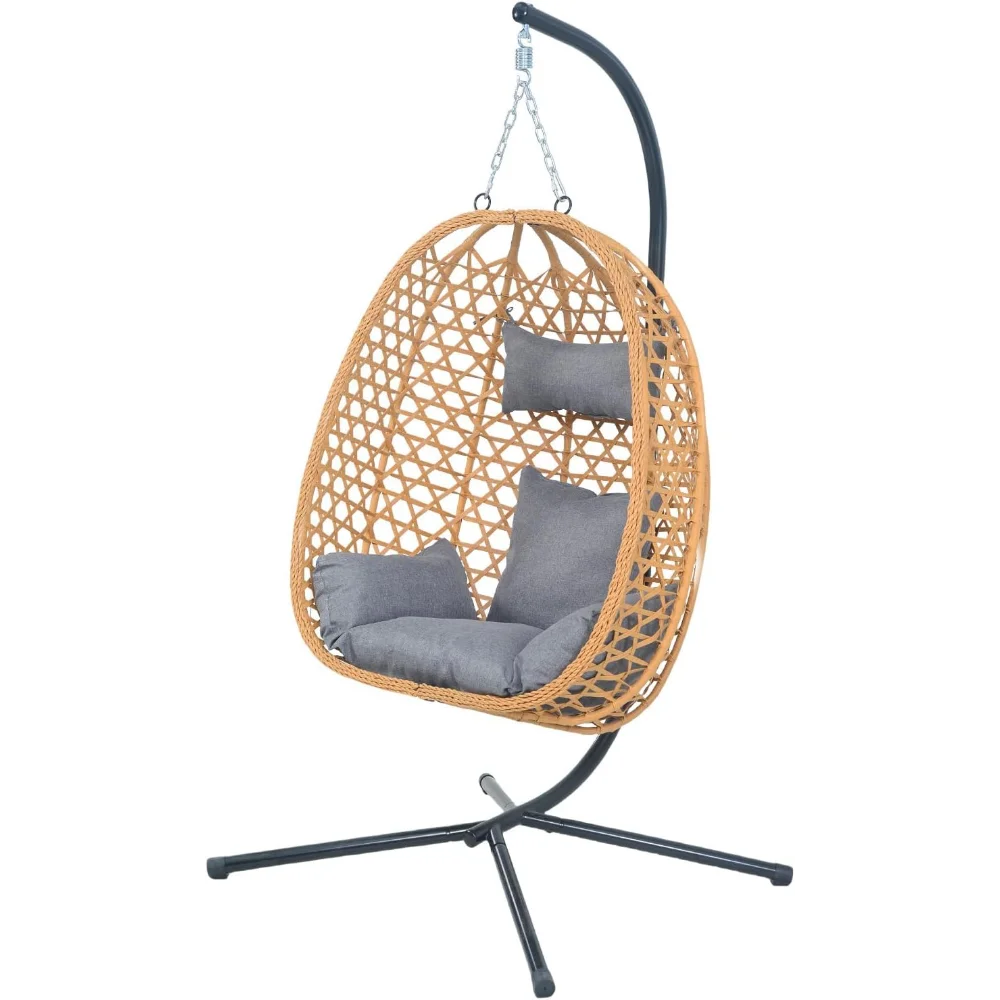 

Comfortable Rattan Swing Chair with Stand for Patio, Garden, or Balcony – Stylish