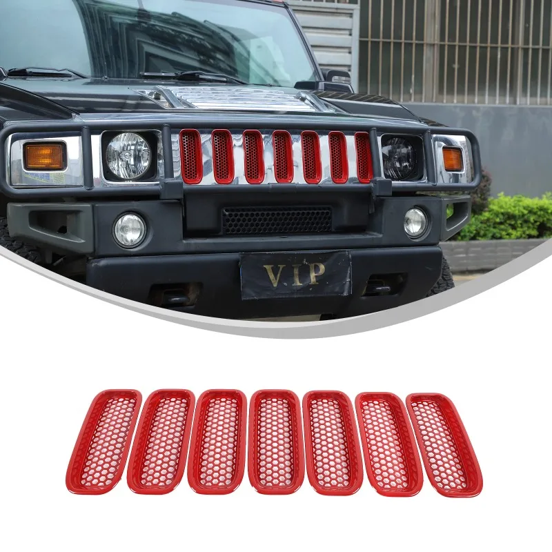 

7pcs ABS For 2003-2009 Hummer H2 Front Grille Bug Screen Exterior Front Grille Flat Insect Screen Proof Net Car Accessories