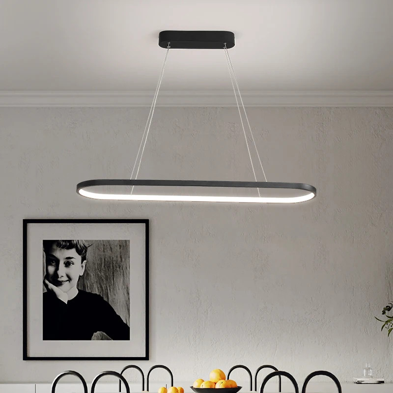 1200mm White/Black Modern led pendant lights for Dining Room Bar Shop kitchen home decor nordic Minimalism Hanging pendant lamp