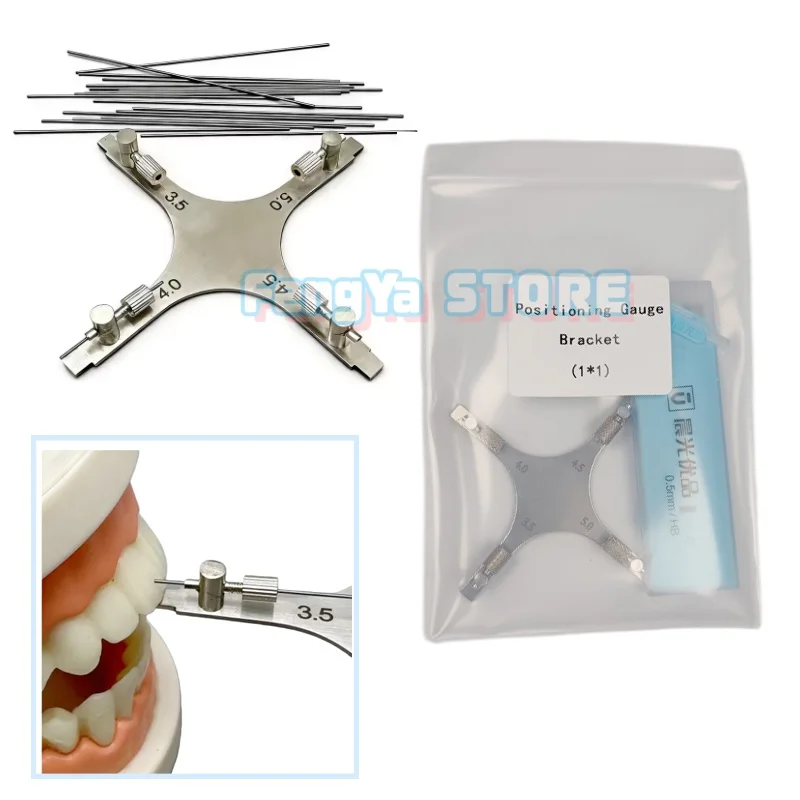 1 Set Cross Type Dental High Precision Orthodontic Bracket Positioning Gauge Bracket Positioner with 20 pcs Pencil Lead Refills
