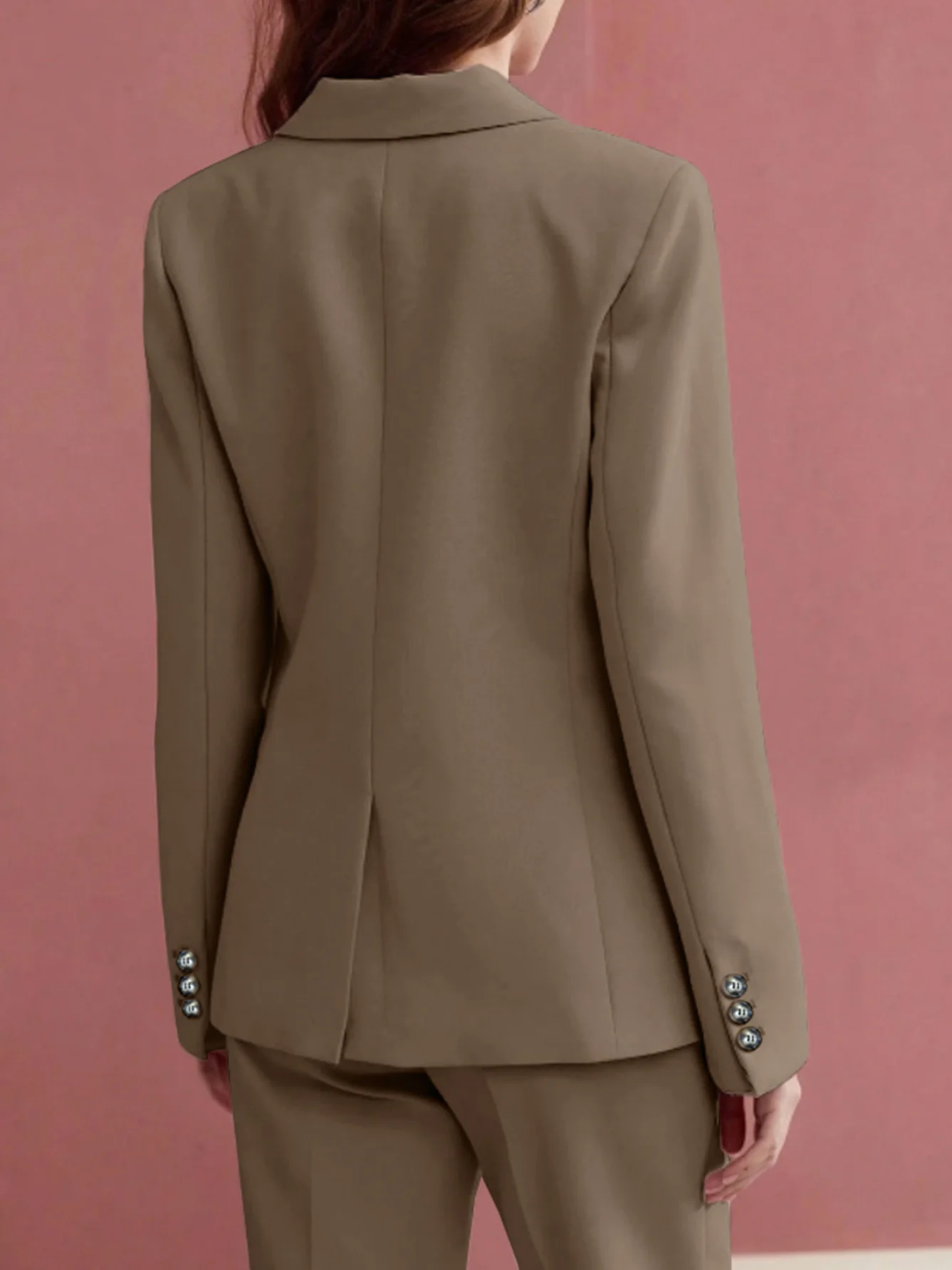 Damen-Anzug, elegant, einfarbig, für Pendler, Alltagskleidung, spitzes Revers, Jacke und hohe Taille, gerade Hose, zweiteiliger Anzug