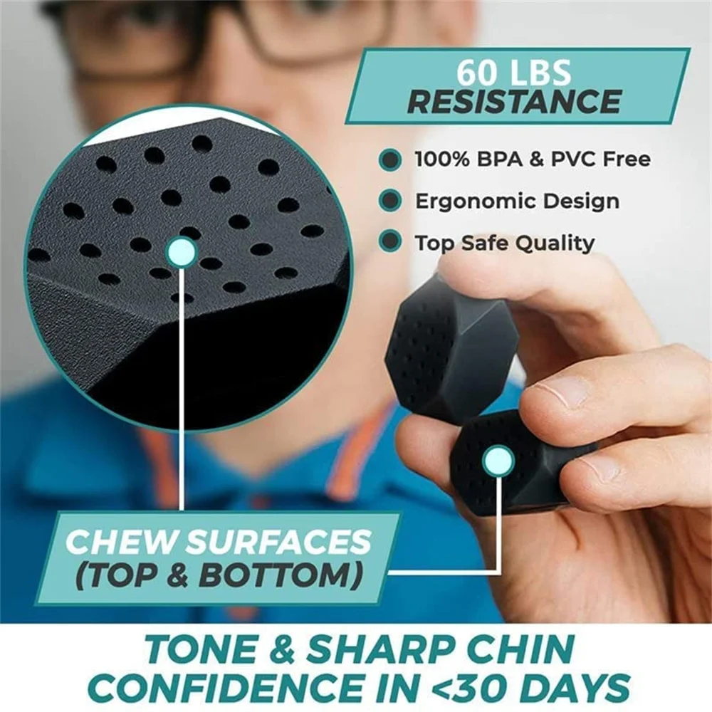 2 قطعة 50/60 رطل الفك التمارين إعادة تعريف الفك المدرب مزدوجة الذقن Jawliner الوجه مضغ لدغة العضلات مكافحة الإجهاد الوجه كرة لياقة بدنية #3