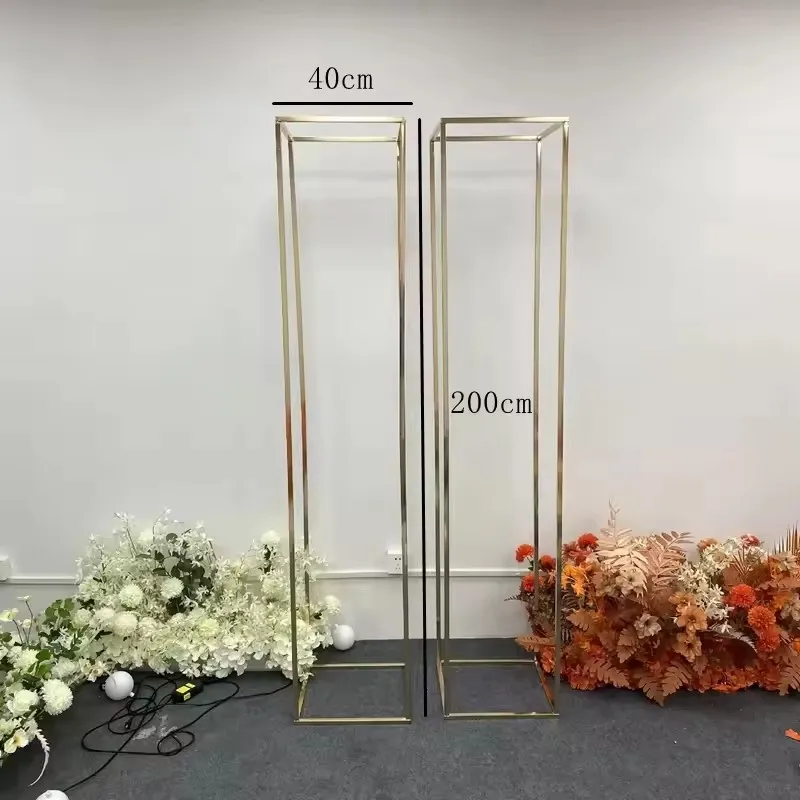 Eleganter Metall-Hochzeitsbogen, vergoldeter Goldrahmen für Bühnendekoration im Freien, Blumenständer, Party-Hintergrund – Detail 3