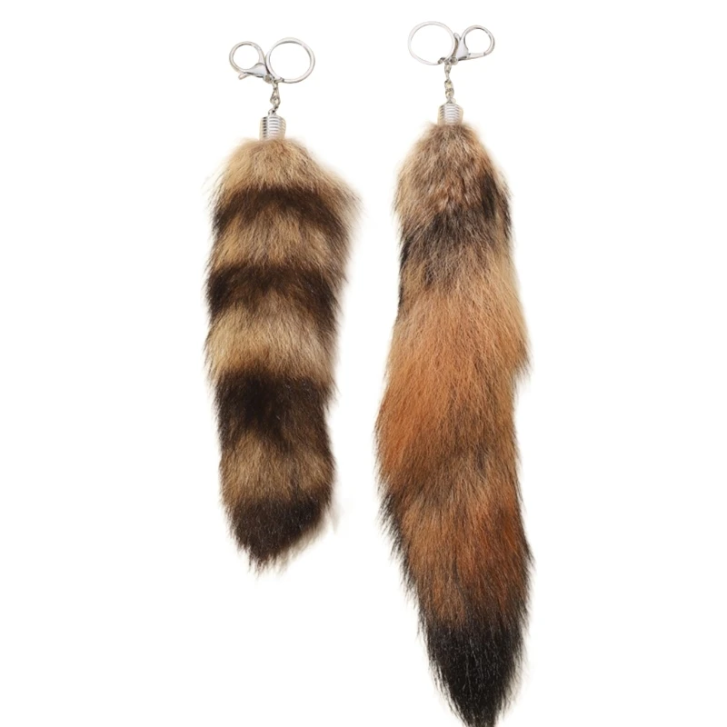 Soft Artificial Plush Tail Keychain Unique Foxes Tail Pendant Keychain Accessory Delicate Keyring Ornament for Women