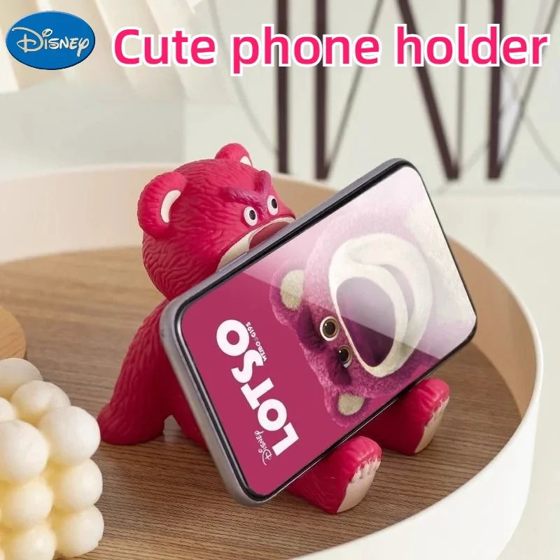 Disney Strawberry Bear Mobile Phone Stand, Cute and Personalized Cartoon Desktop Decoration Ornament for Students