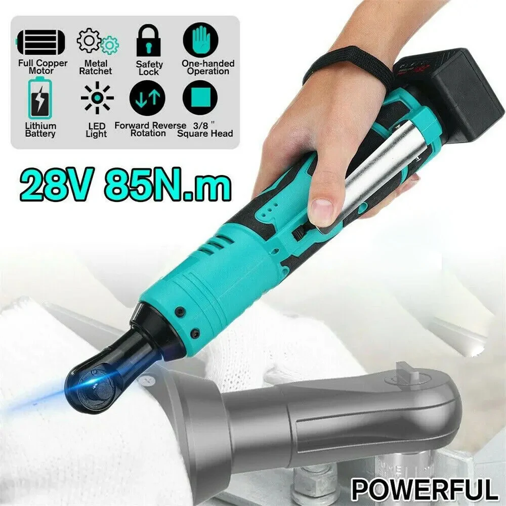 Imagem -06 - Chave Elétrica Recarregável sem Fio Chaves de Catraca de Ângulo Reto Impact Driver Power Tool com Bateria 28v 85n.m