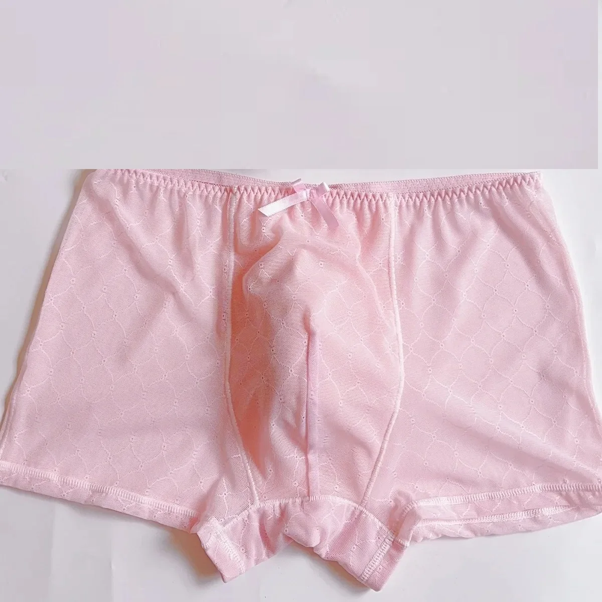 

Man's Pink Panties Briefs Cute BF Gifts ABDL Group Run Touring Private Party DJ Club Back Mesh