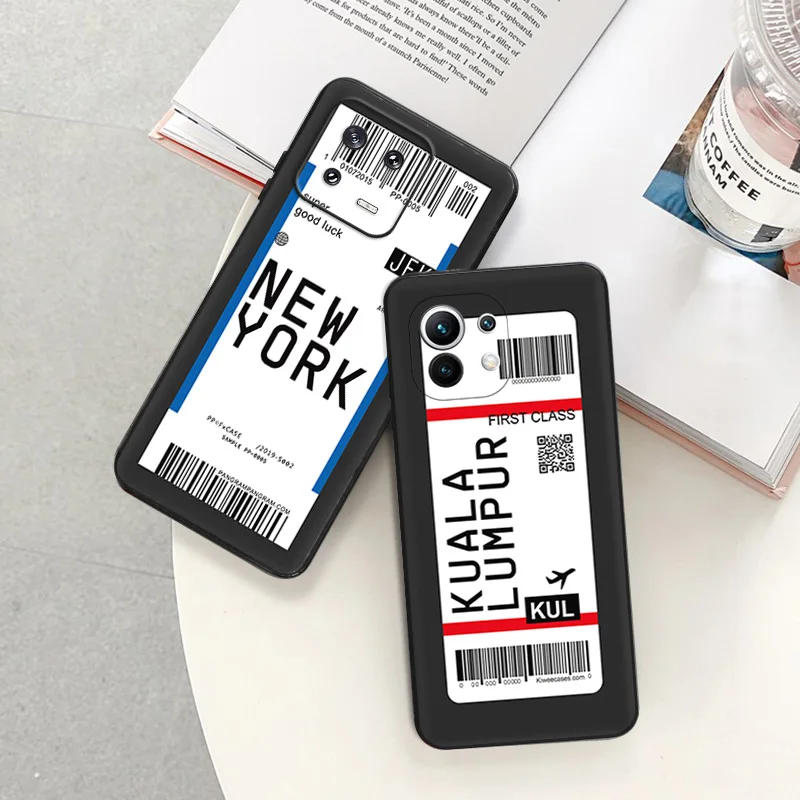 Soft Phone Case for Redmi Note13 Pro Plus 5G Note12 12C 13C Xiaomi 13 Lite 12 12X T Paris Seoul Tokyo Travel Ticket Label Cover