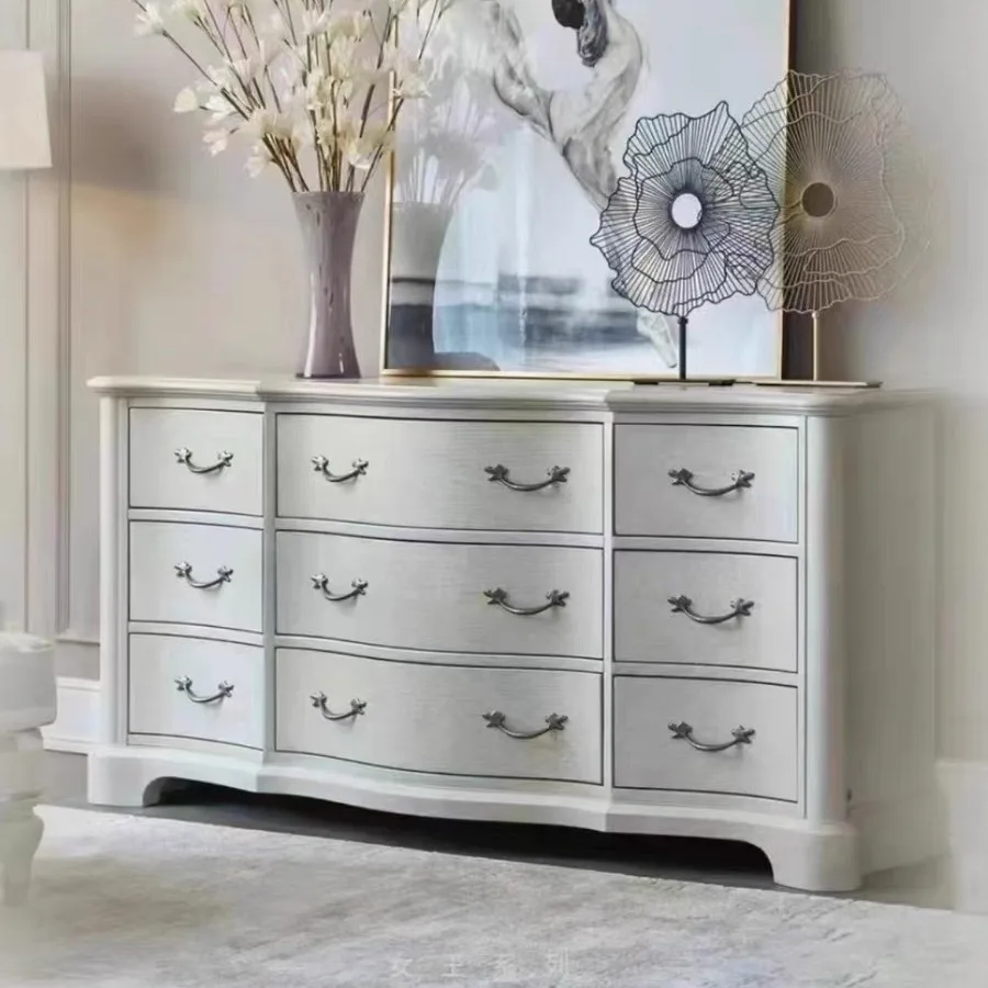 

American ash wood nine chest cabinet bedroom storage storage cabinet French romantic living room entrance cabinet sofa side cabi