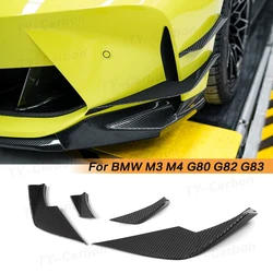 Dry Carbon Fiber Front Bumper Diffuser Splitter Canards Side Fin Flaps For BMW M3 M4 G80 G82 G83 2021+ Car Styling FRP