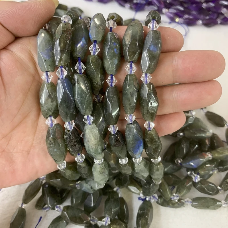 Natural Gemstone Marquise Shape Natural Stone Labradorite Amethyst 8x25mm Loose Bead Earrings Necklace Bracelet Jewelry Making