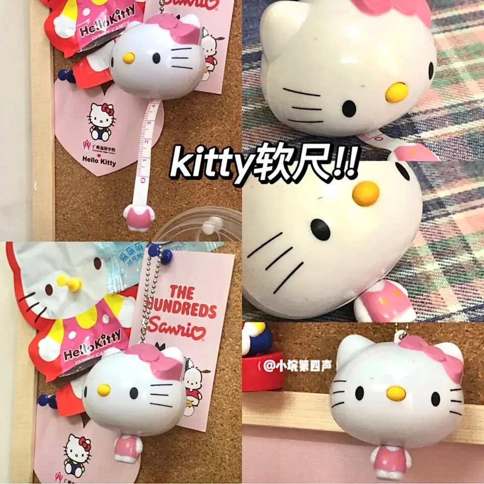 Self-Telescoping Tape Measure Hello Kitty Cartoon Cute kawaii Meter Ruler Mini Pendant Soft Measuring Tape Straight Ruler