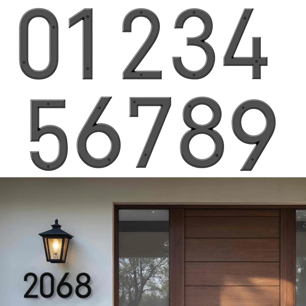 1pc Black Modern House Number 3D Modern Mailbox Number Outdoor Zinc Alloy Apartment Door Numbers Mailbox Sign #0-9