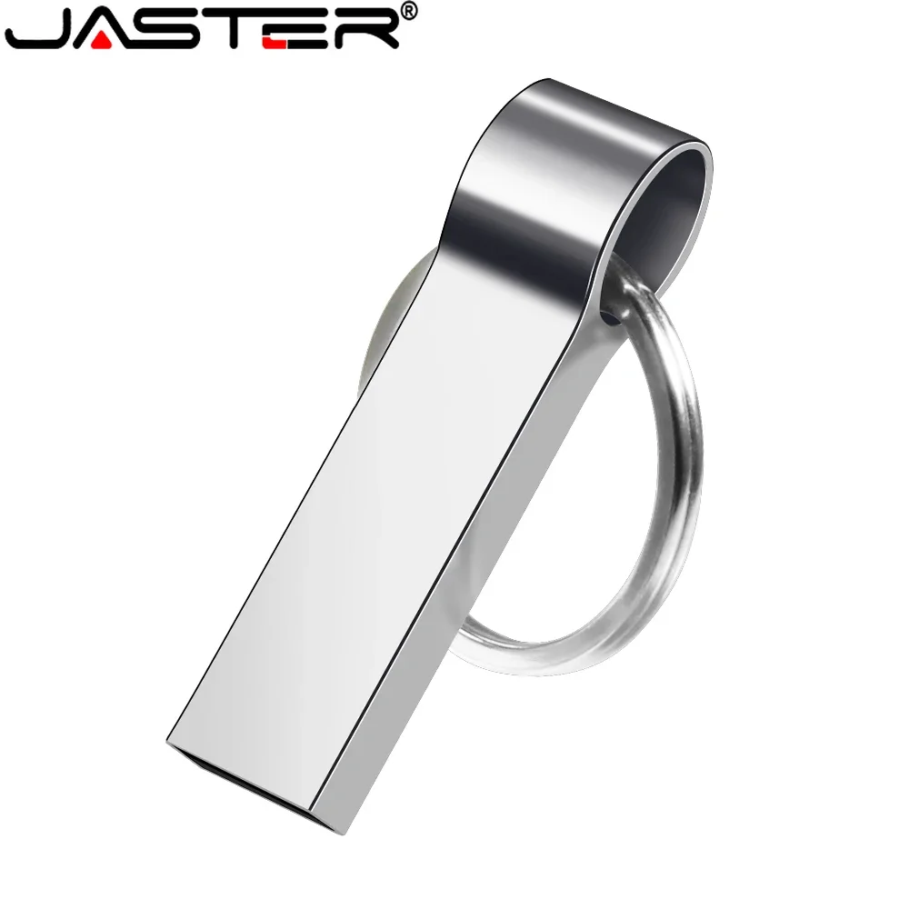 JASTER Metal USB Flash Drive 128GB Silver Waterproof Memory Stick 64GB Shatterproof Pen Drive 32GB Fast Transmission U Disk 16GB