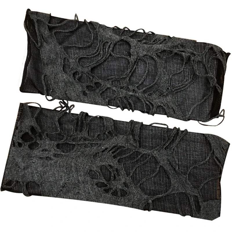 Guantes largos sin dedos para hombre y mujer, manoplas negras, góticas, sexys, para Halloween, para baile y Cosplay
