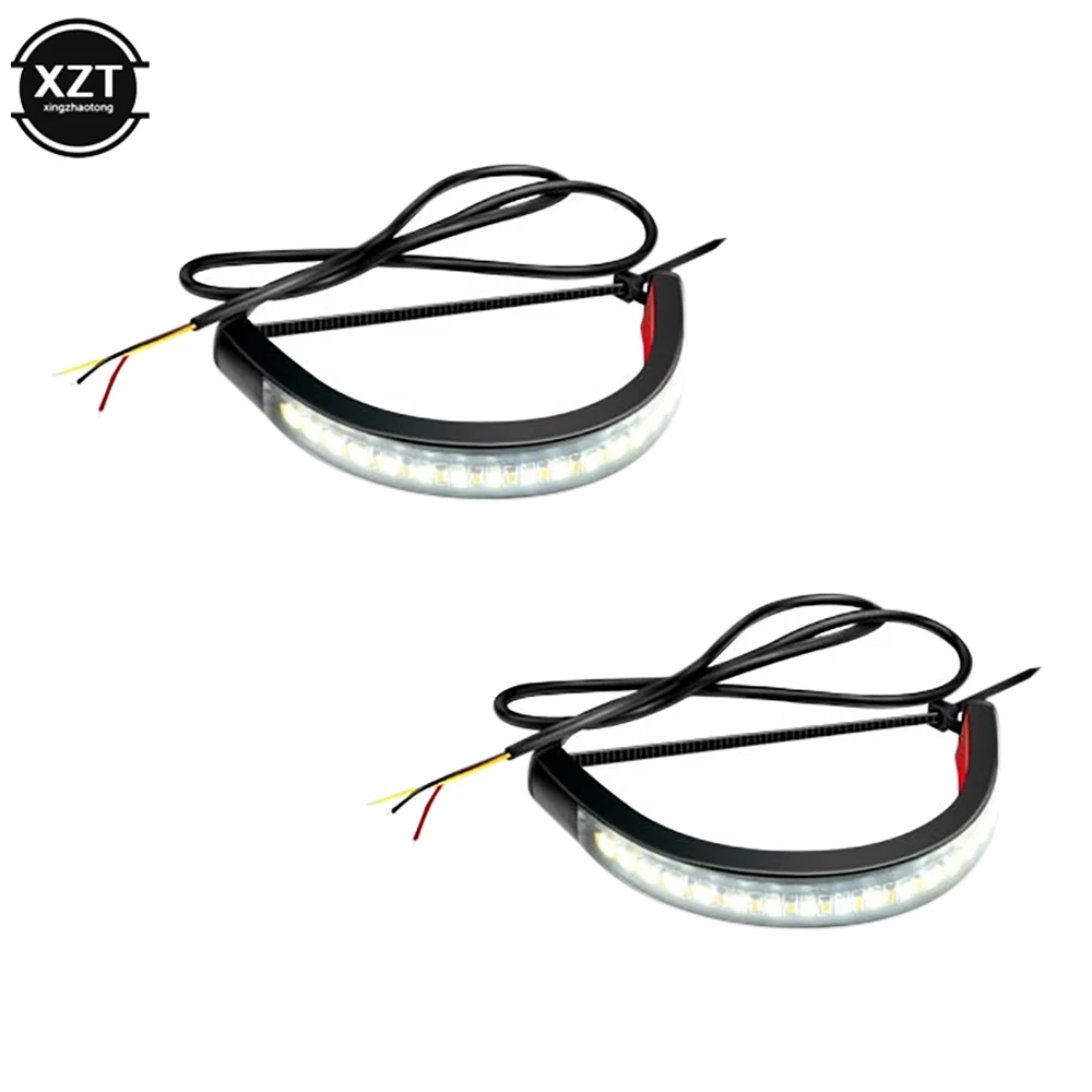 2Pc 12V Universal Motorcycle LED Turn Signal Light Flowing Amber LED Fork Turn Signal Strip Light Super Bright Flashing Blinker