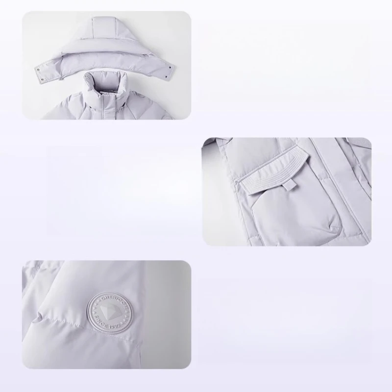 Chericom 롱 여성 겨울 다운 재킷 2025 후드 따뜻한 다운 코트 통근 포켓 루즈핏 재킷 여성 Y309119Y