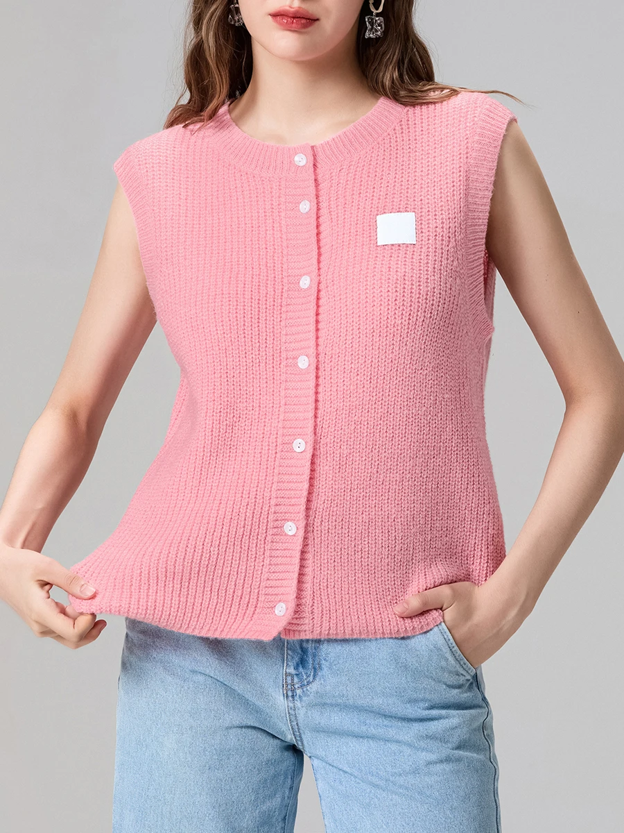 

Women Knitted Tank Tops Casual Summer Solid Color Button Front Basic Vest Female Slim Sleeveless Shirt Y2K Aesthetic Clothes 00s