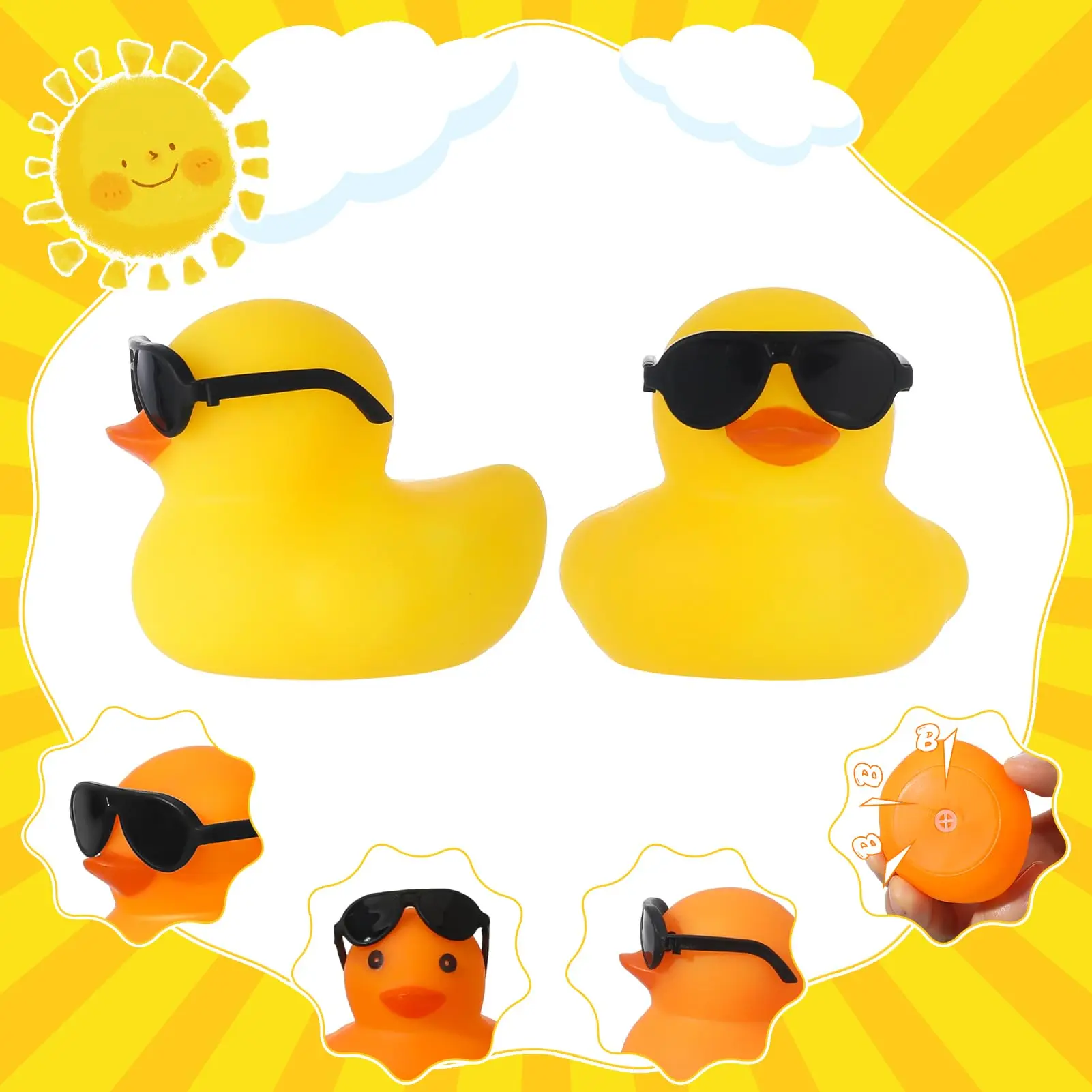 1-100pcs Black Mini Rubber Ducks in Bulk with Sunglasses Duck Gifts Mini Bath Ducks Small Duck Float Pool Ducks Bulk Toys