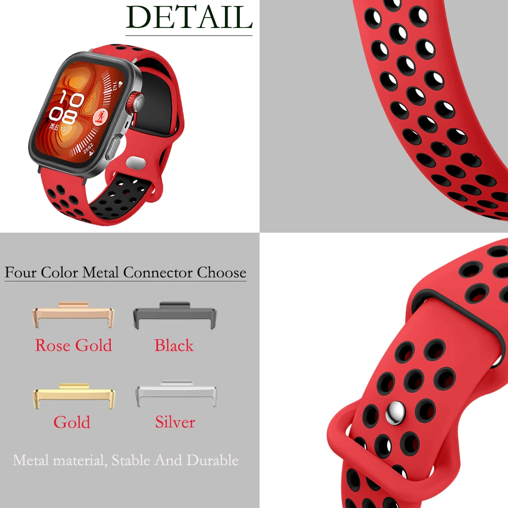 Cinturino in silicone bicolore con foro rotondo per Hauwei Fit 4 Pro Fit 4/3 Cinturino sportivo per Huawei Fit 4 Pro Cinturino con fibbia a farfalla